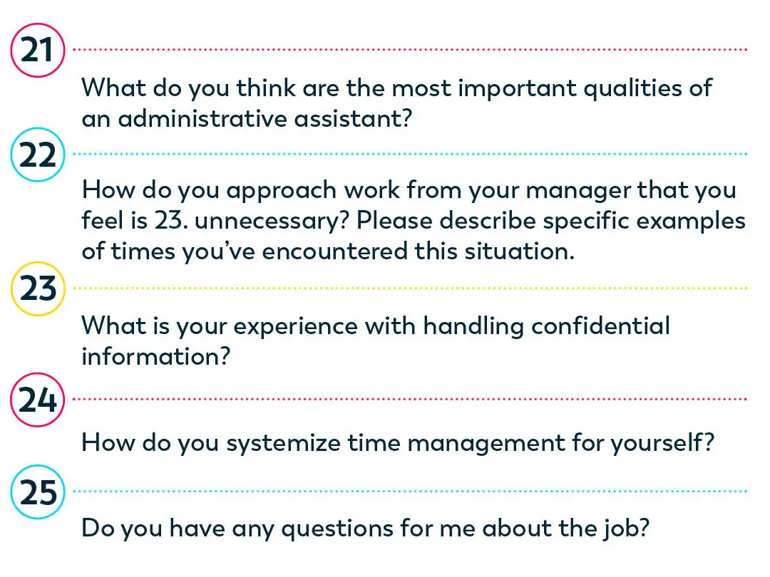 25 preguntas esenciales de la entrevista para asistente administrativo
